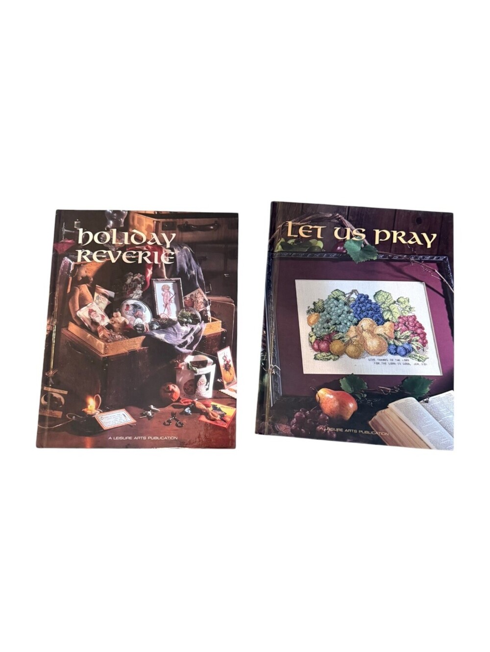 Holiday Reverie & Let Us Pray Cross Stitch Pattern Books by Leisure Arts